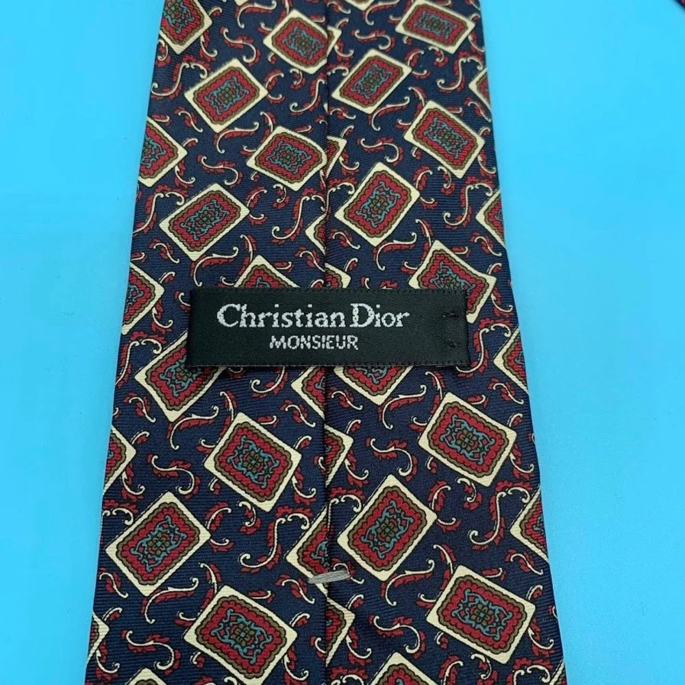 Christian Dior All Silk Geometric Print Preppy Men's Classic Neck Tie